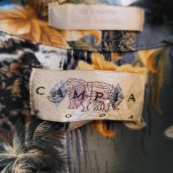 CAMPIA BLUE / GREEN HAWAIIAN SHIRT XL MADE IN KOREA - Picture 3 of 5